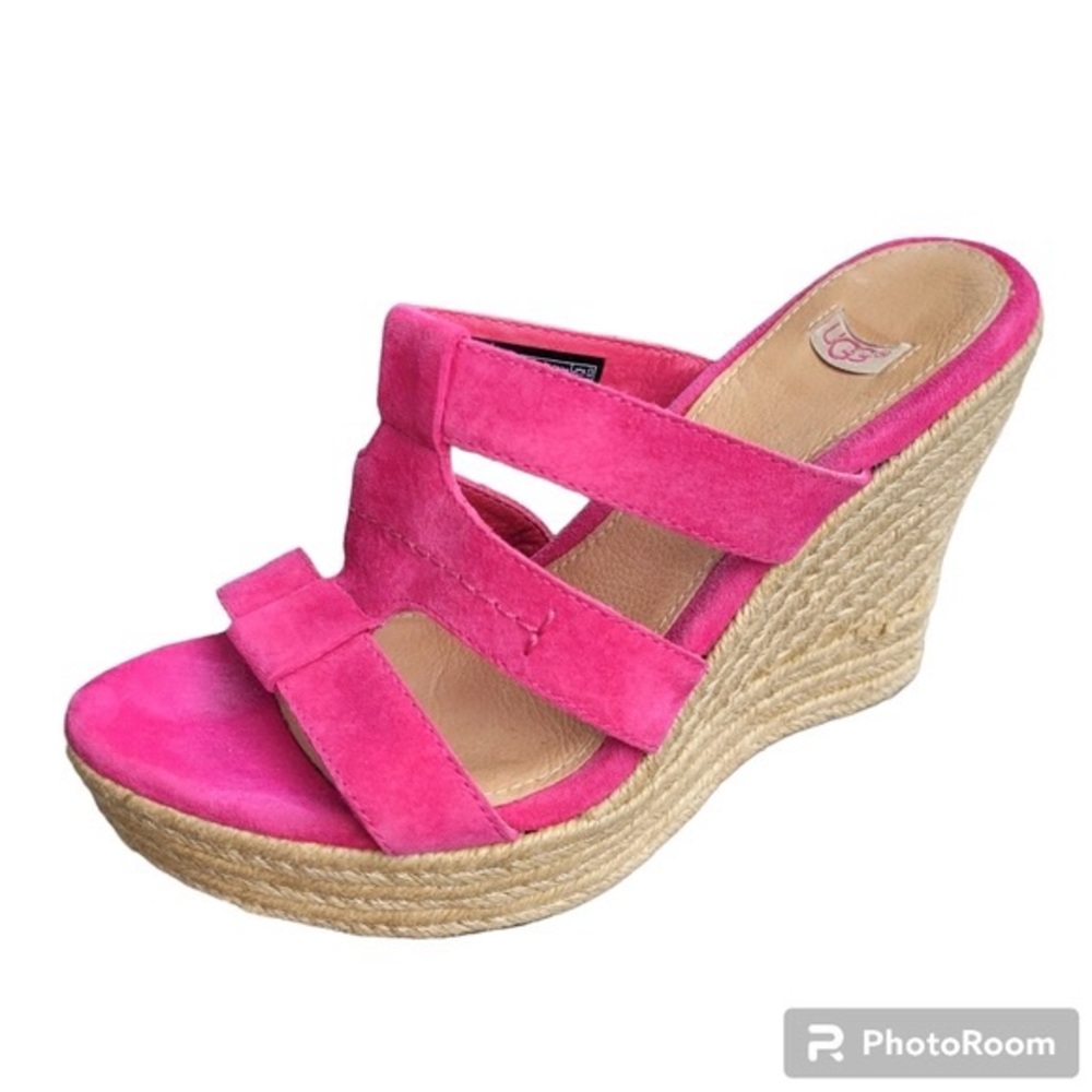 Ugg Tawnie Pink Platform Sandal Suede and Jute size 7